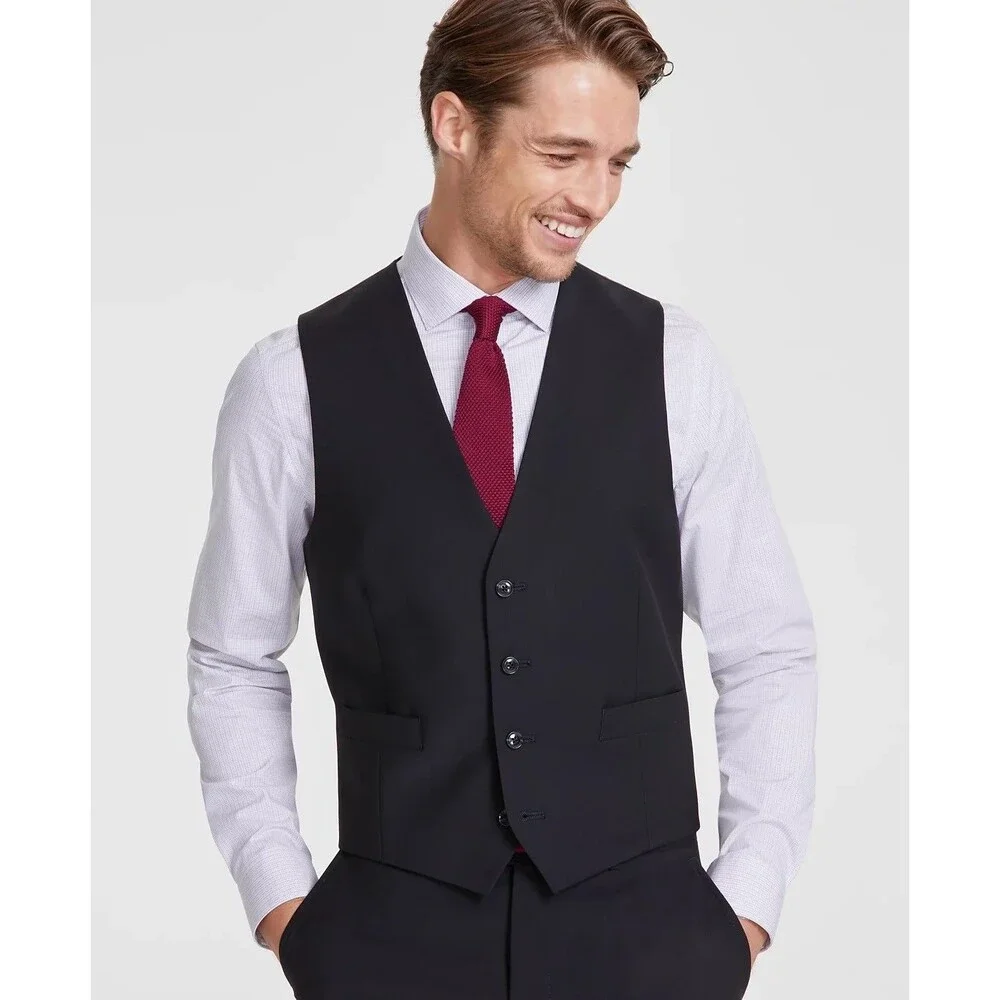 $815 NEW CALVIN KLEIN MENS 40L CHARCOAL WOOL 3 PIECE SUIT W/VEST M & PANTS 32X34